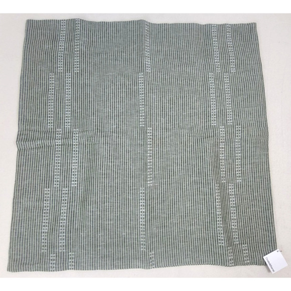 Crate And Barrel Set Of 3 Pillow Covers 30" x 30" Airlie Dobby Stripe Sage Linen - Picture 2 of 5